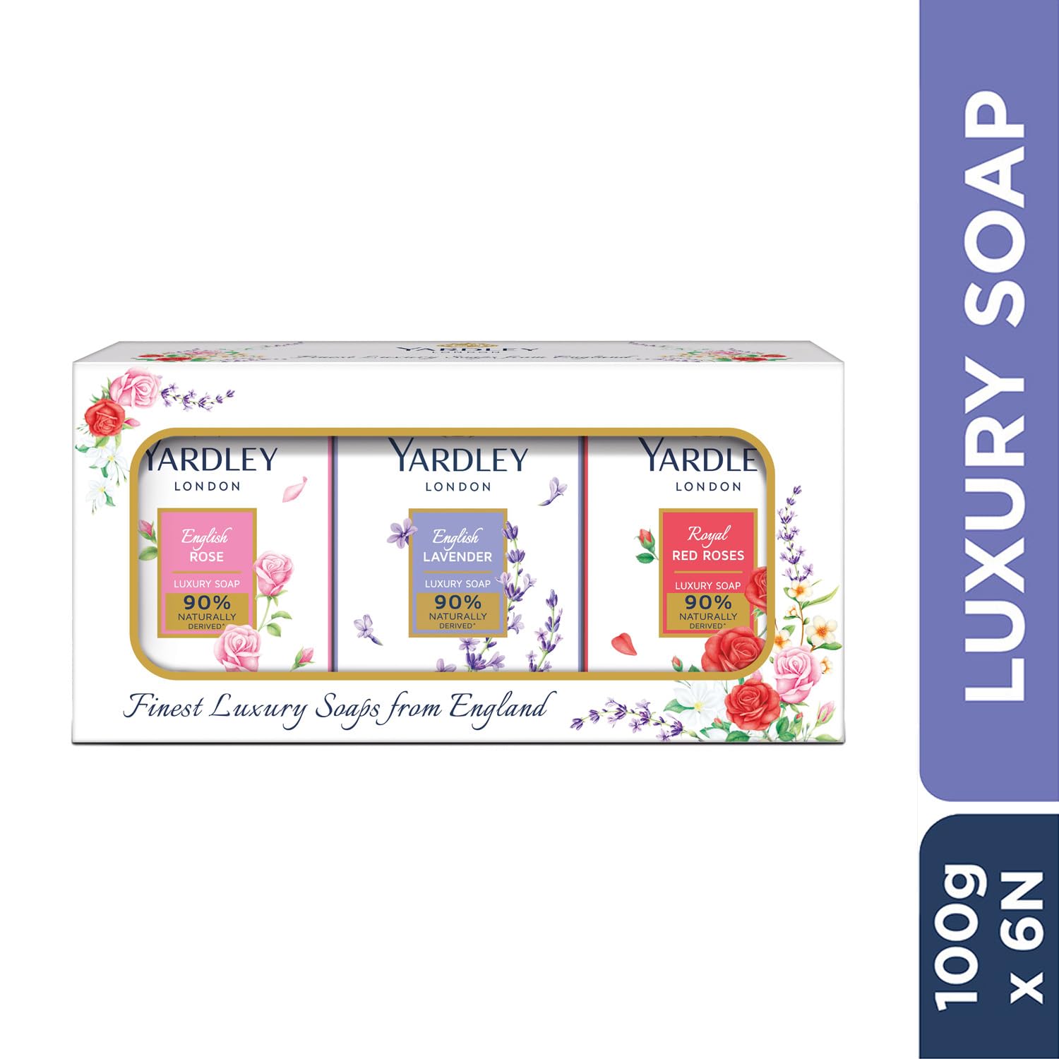 Yardley London English Lavender, English Rose, Royal Red Roses Luxury Soap for Women, 100g (Pack of 6) – view 2