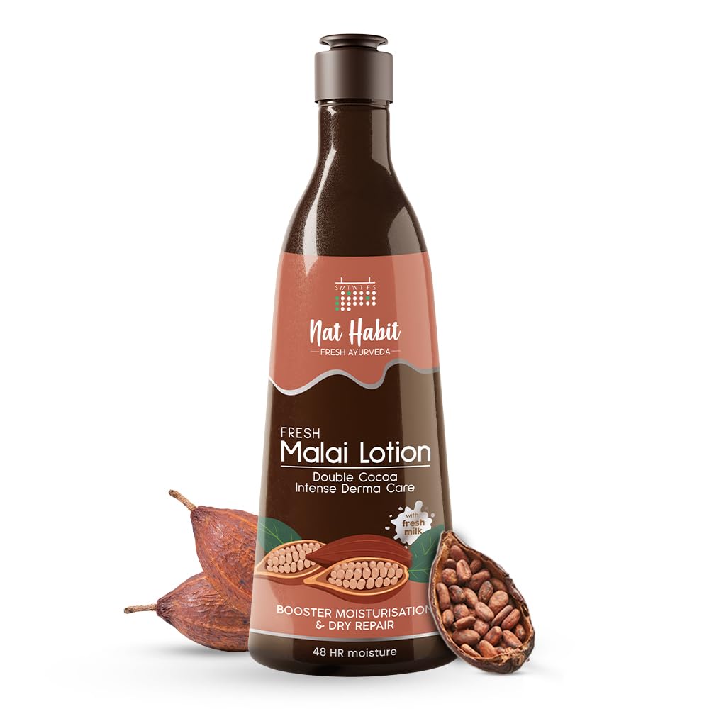 Nat Habit cocoa body lotion bottle with creamy dry skin formula