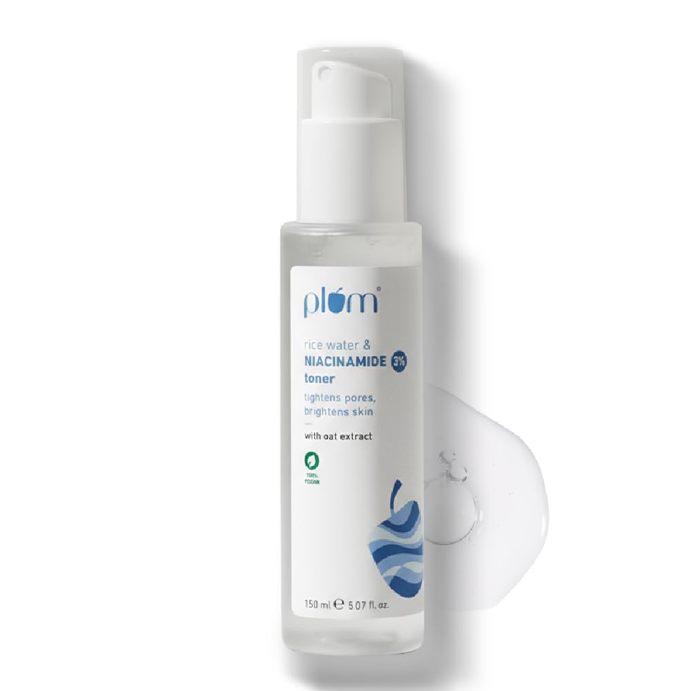 Alcohol-free Plum face toner spray bottle with rice water