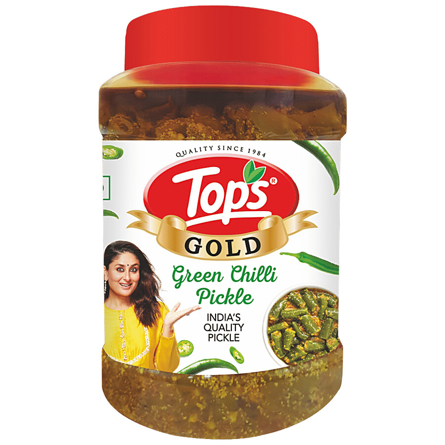 Tops Gold - Green Chilli Pickle, Intense Flavour, Traditional Taste 900 g – view 2