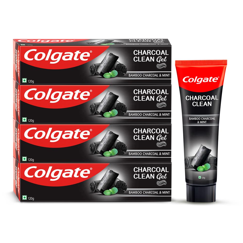 Four tubes of Colgate Charcoal Clean wintergreen mint toothpaste