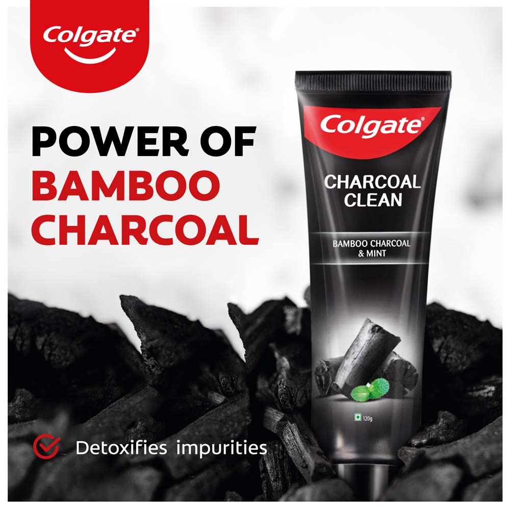 Colgate Charcoal Clean 480g (120g x 4, Pack of 4) Black Gel Toothpaste, Deep Clean Toothpaste With Bamboo Charcoal & Wintergreen Mint For Plaque Removal & Tingling Fresh Mouth Experience – view 4