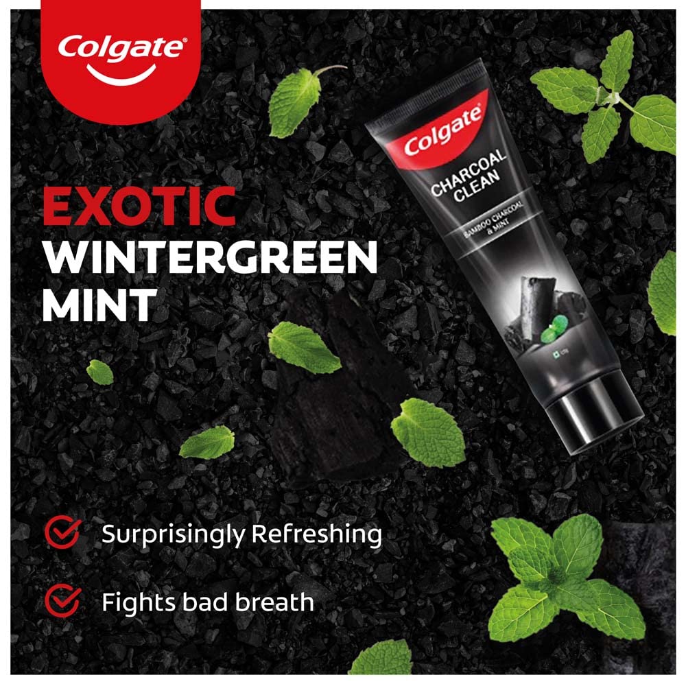 Colgate Charcoal Clean 480g (120g x 4, Pack of 4) Black Gel Toothpaste, Deep Clean Toothpaste With Bamboo Charcoal & Wintergreen Mint For Plaque Removal & Tingling Fresh Mouth Experience – view 5