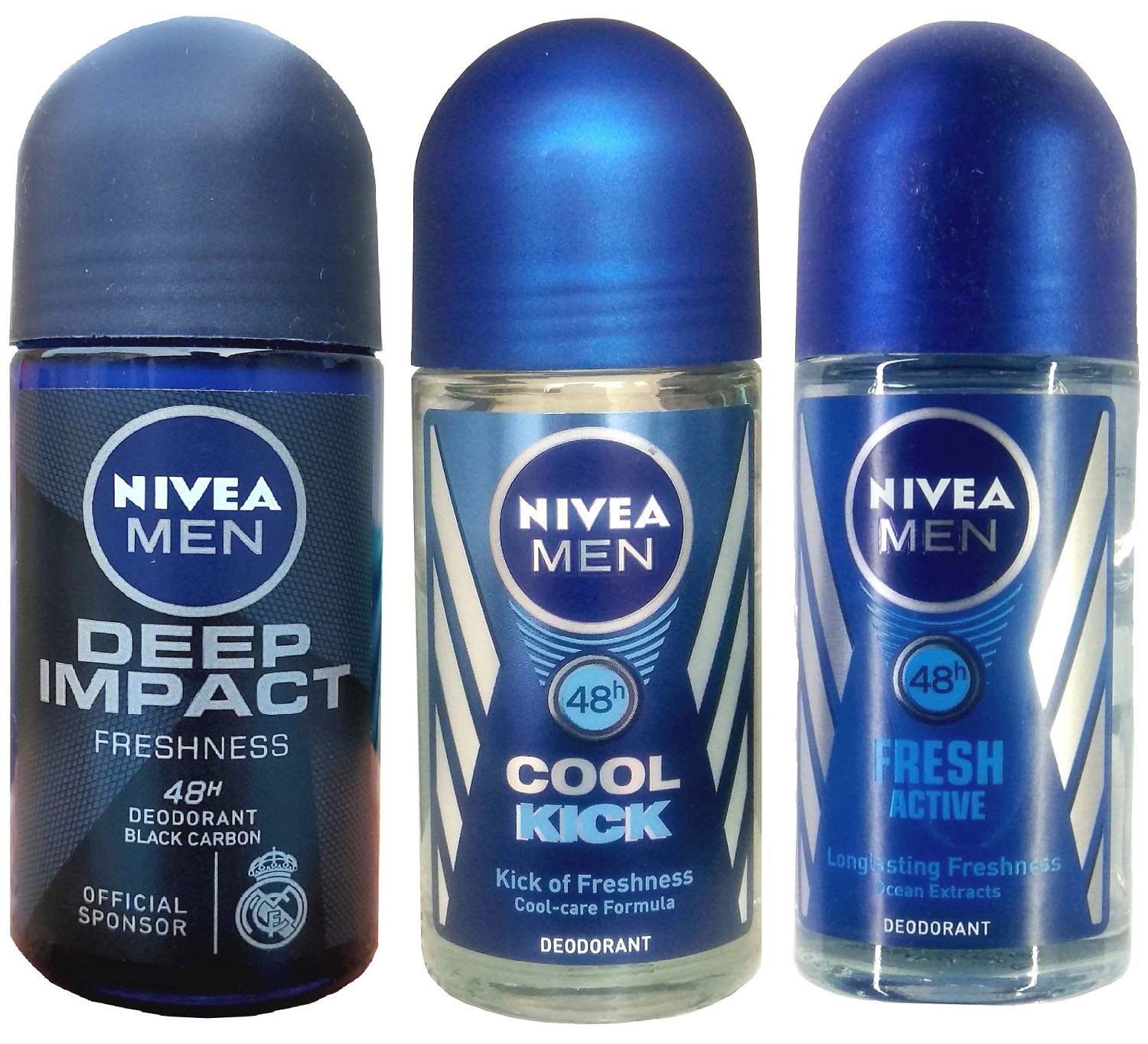 Nivea men roll-on deodorant pack with three 50 ml variants