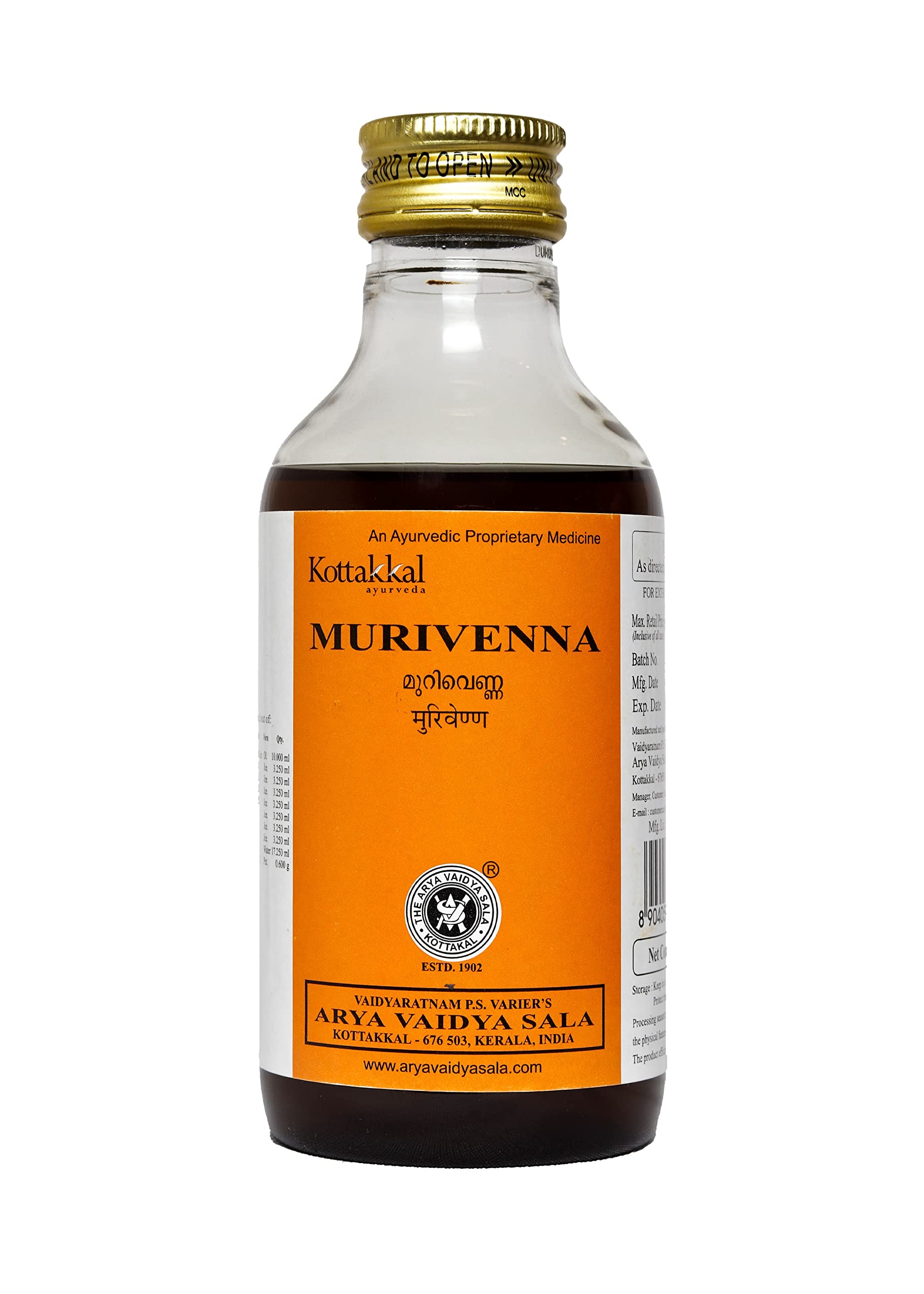 Kottakkal ayurveda Murivenna - 200 ml, Enriched With Natural Ingredients (Pack of 1)