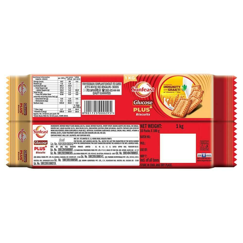 Sunfeast Glucose Plus+ Biscuits 1 Kg – view 2