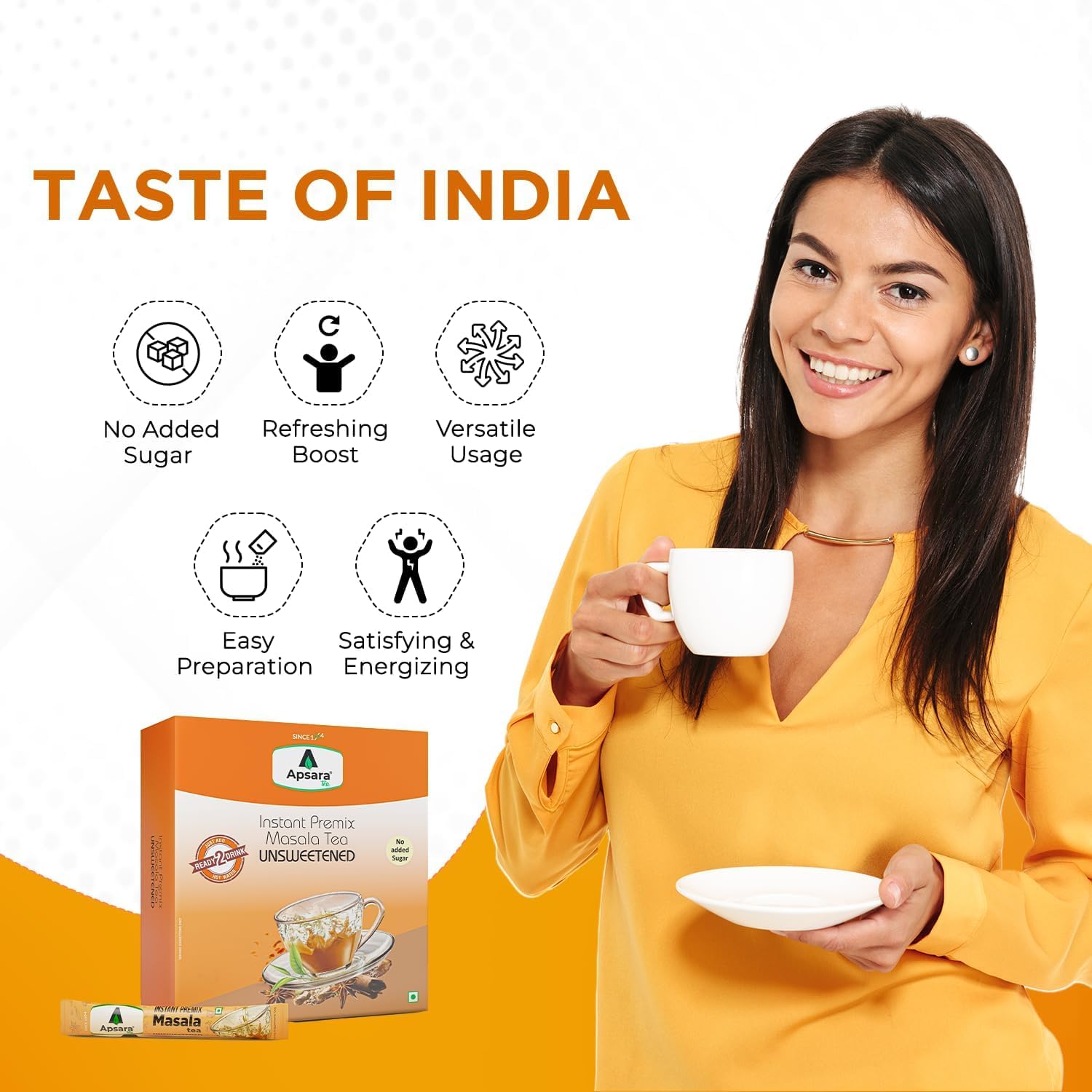 APSARA Instant Tea Premix Unsweetened Masala Tea 36 Sachets – view 3