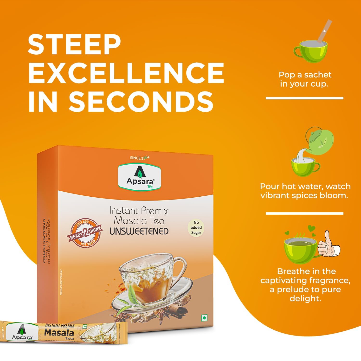 APSARA Instant Tea Premix Unsweetened Masala Tea 36 Sachets – view 4