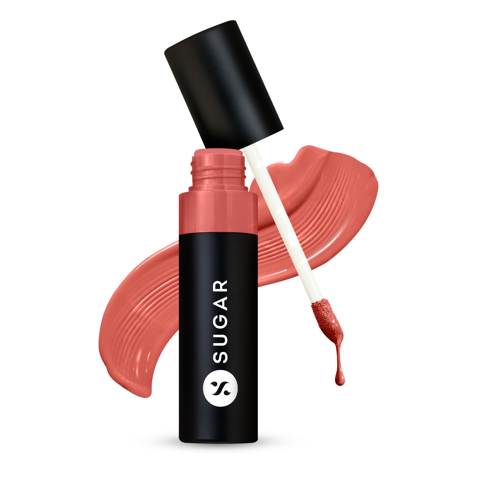 High-gloss liquid lipstick by SUGAR in 02 Brick Bardo tube