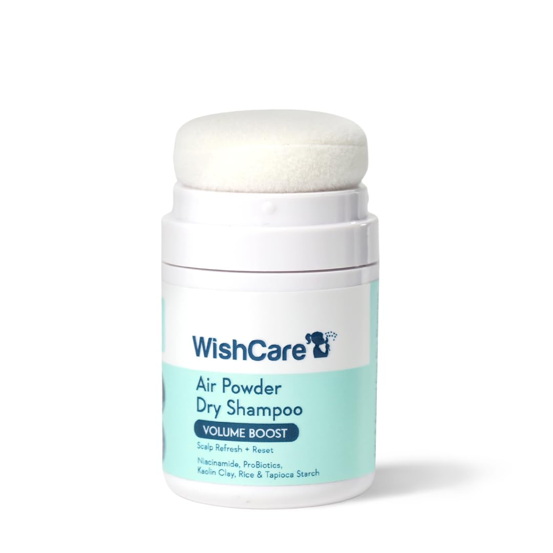 Non-aerosol WishCare dry shampoo powder for oily scalp and roots