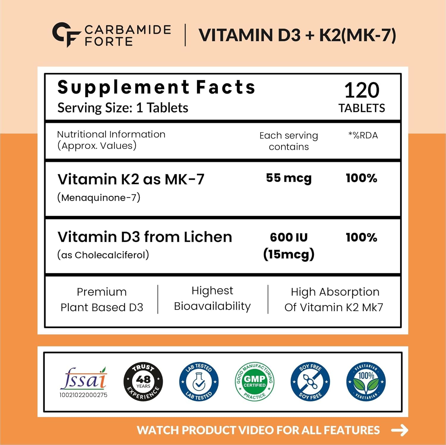 Carbamide Forte Vitamin D3 K2 Supplement – view 2