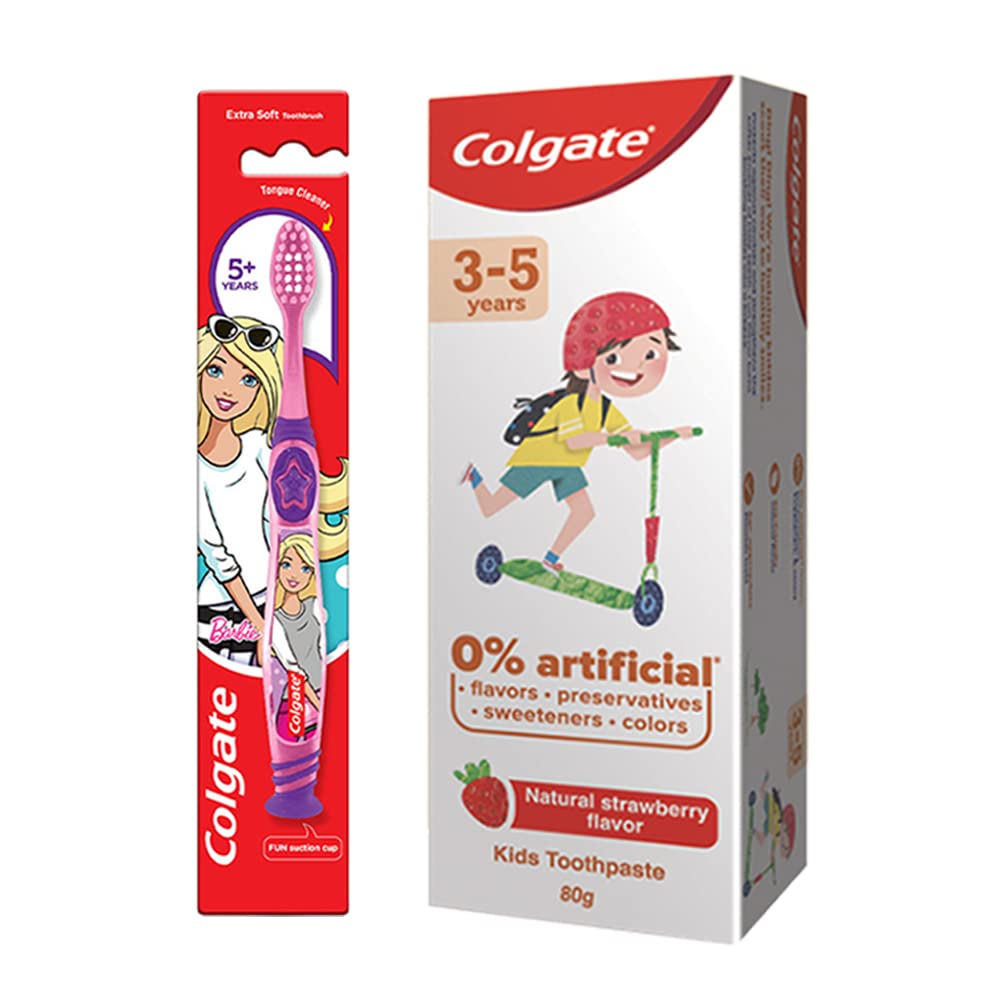 Colgate kids toothpaste 80g and Barbie extra soft toothbrush set