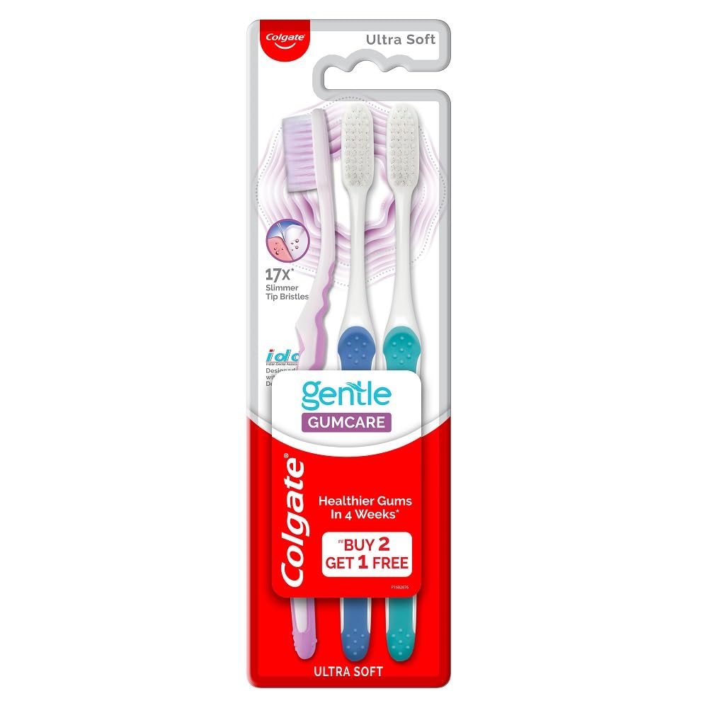 Colgate manual toothbrushes with ultra soft bristles in three-pack