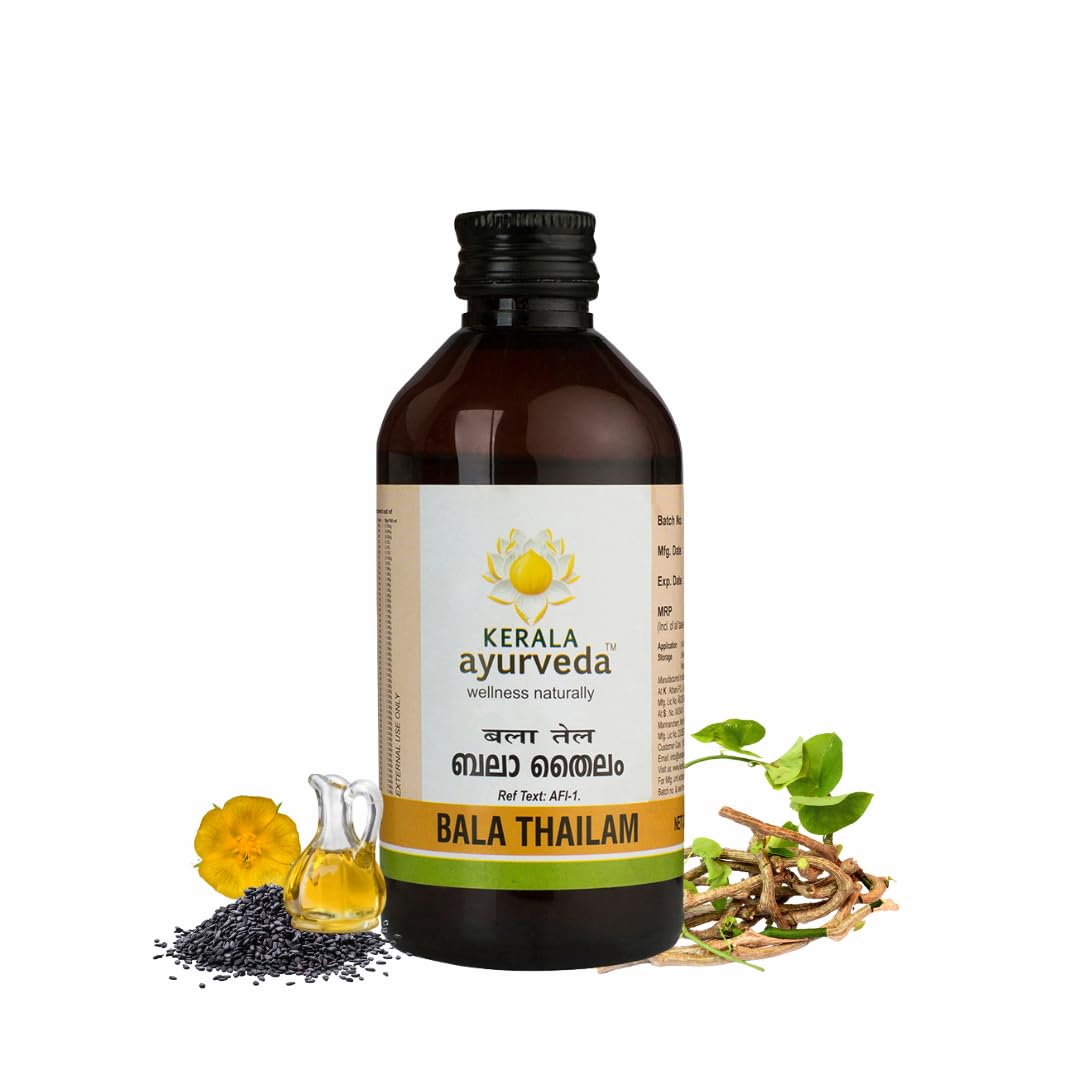 Kerala Ayurveda Bala Thailam Ayurvedic muscle and joint recovery oil bottle