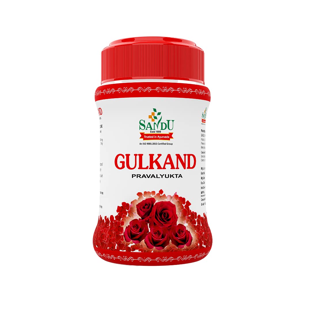 Jar of Sandu Gulkand Pravalyukta Ayurvedic rose gulkand 200 g