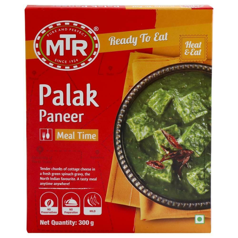 Front of MTR Palak Paneer 300g ready meal pouch