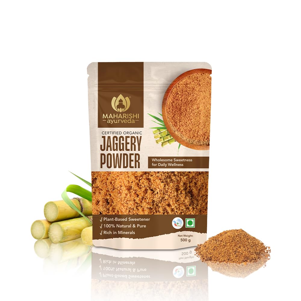 Maharishi Ayurveda Organic Certified Jaggery Powder | Pure Sugarcane Gur, Unrefined & Sulphur-Free | Supports Digestion, Sustained Energy & Mineral Intake | 500 g