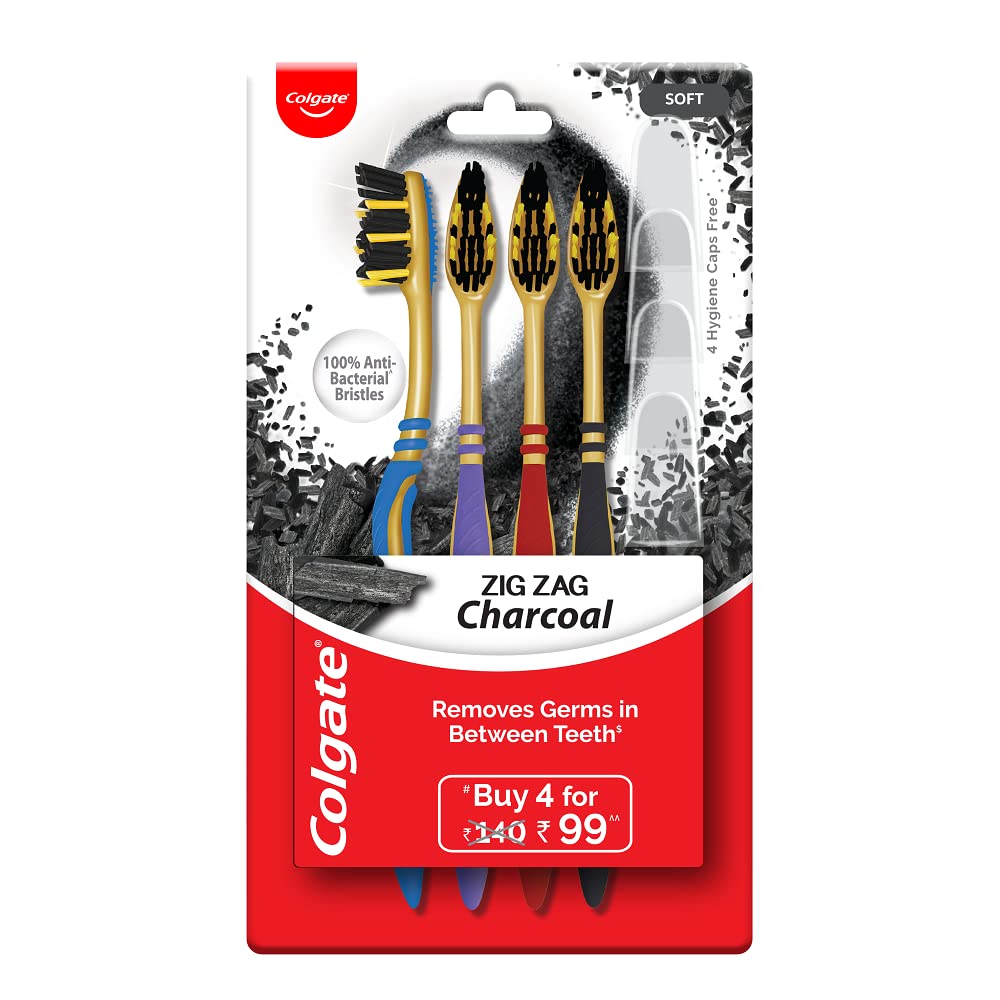 Black Colgate ZigZag toothbrush pack with soft tongue cleaner
