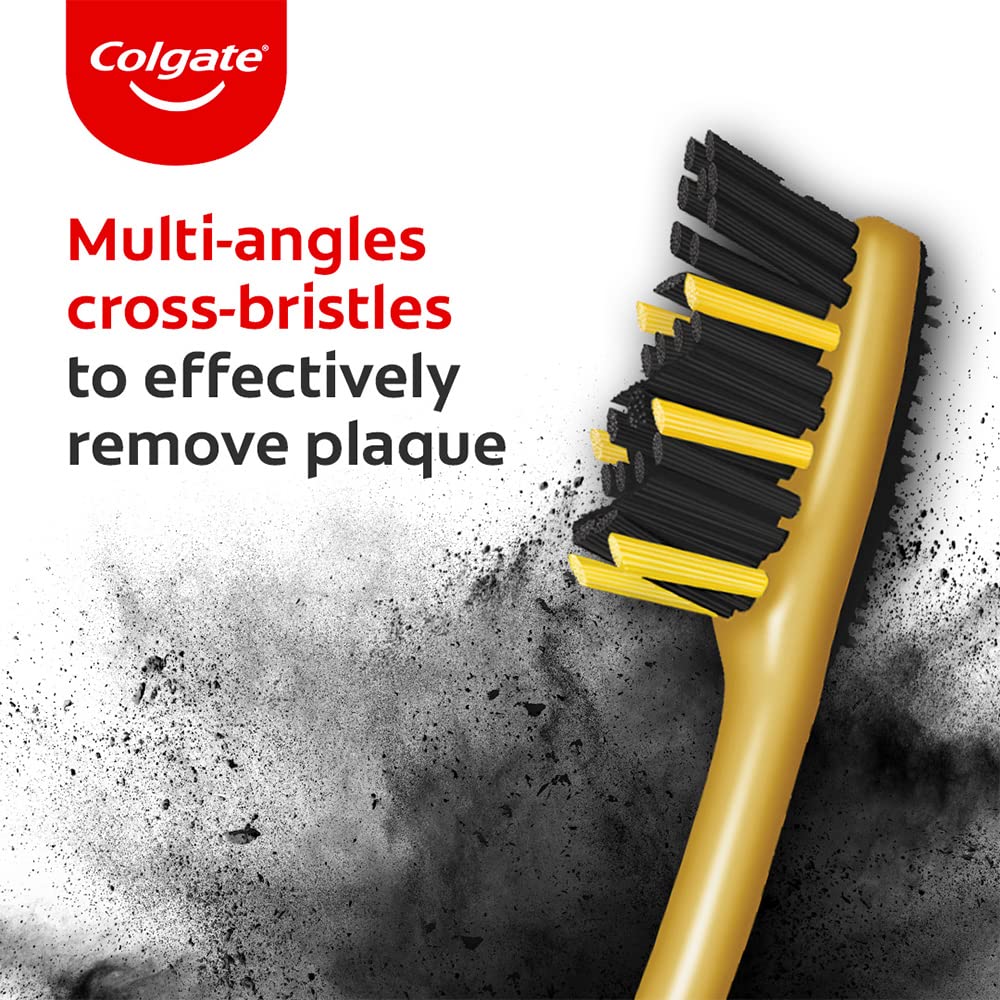 Colgate ZigZag Charcoal Soft Bristle Manual Toothbrush for adults - 4 Pcs, Removes Germs in Between Teeth, Soft-tongue cleaner, Antibacterial bristles – view 3
