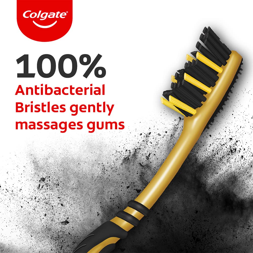 Colgate ZigZag Charcoal Soft Bristle Manual Toothbrush for adults - 4 Pcs, Removes Germs in Between Teeth, Soft-tongue cleaner, Antibacterial bristles – view 4