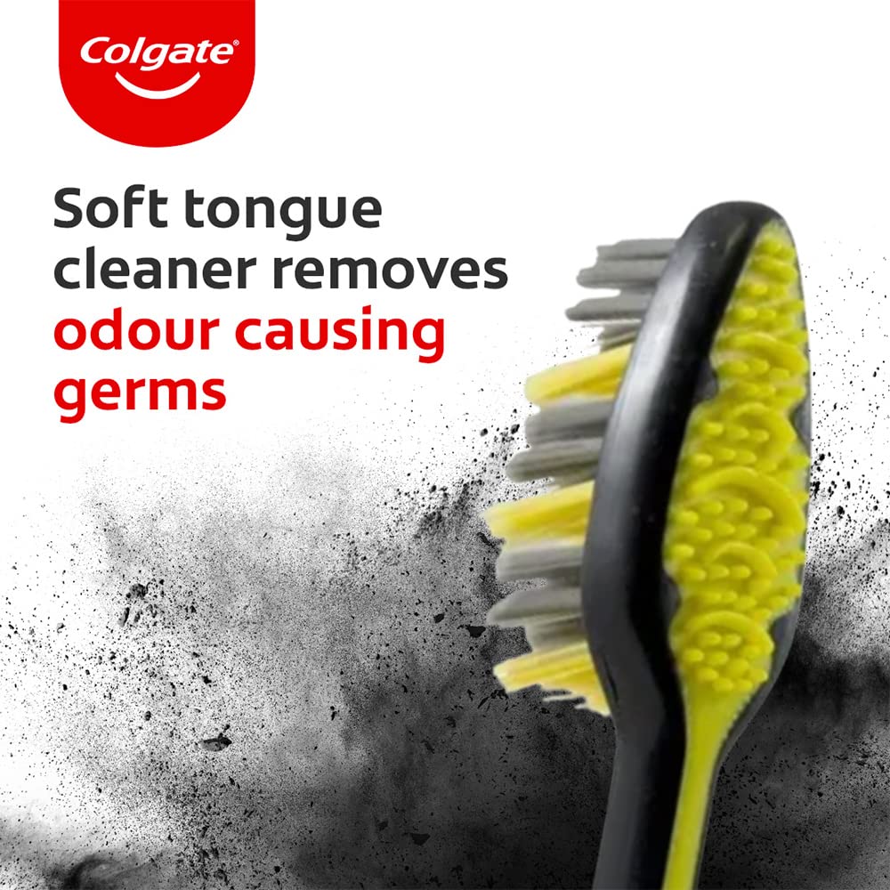Colgate ZigZag Charcoal Soft Bristle Manual Toothbrush for adults - 4 Pcs, Removes Germs in Between Teeth, Soft-tongue cleaner, Antibacterial bristles – view 5