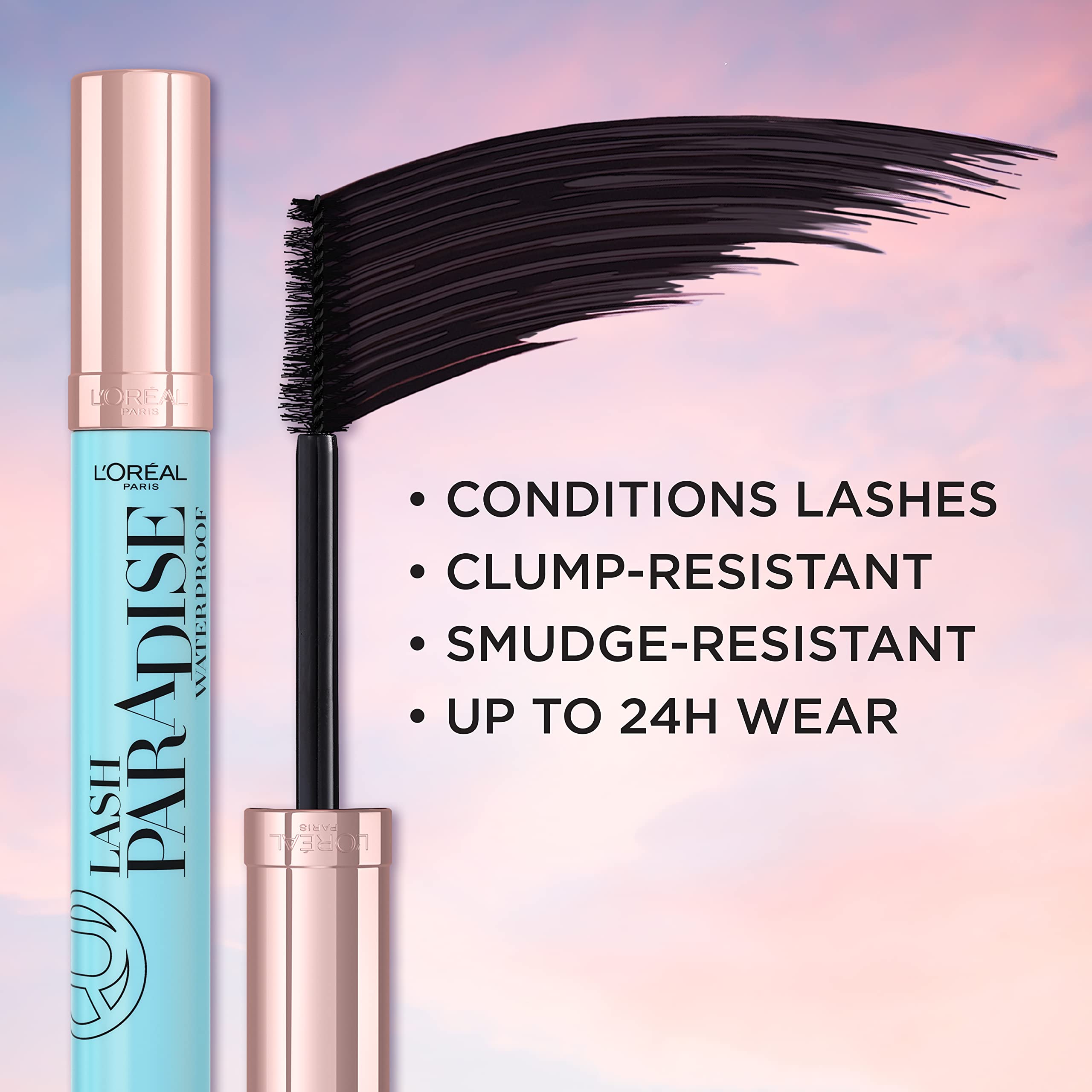 L'Oreal Paris Volumising Mascara, Waterproof, Enriched Caring Formula, Smudge-Proof Wear, Lash Paradise, Colour: Black, 7.6 ml – view 4