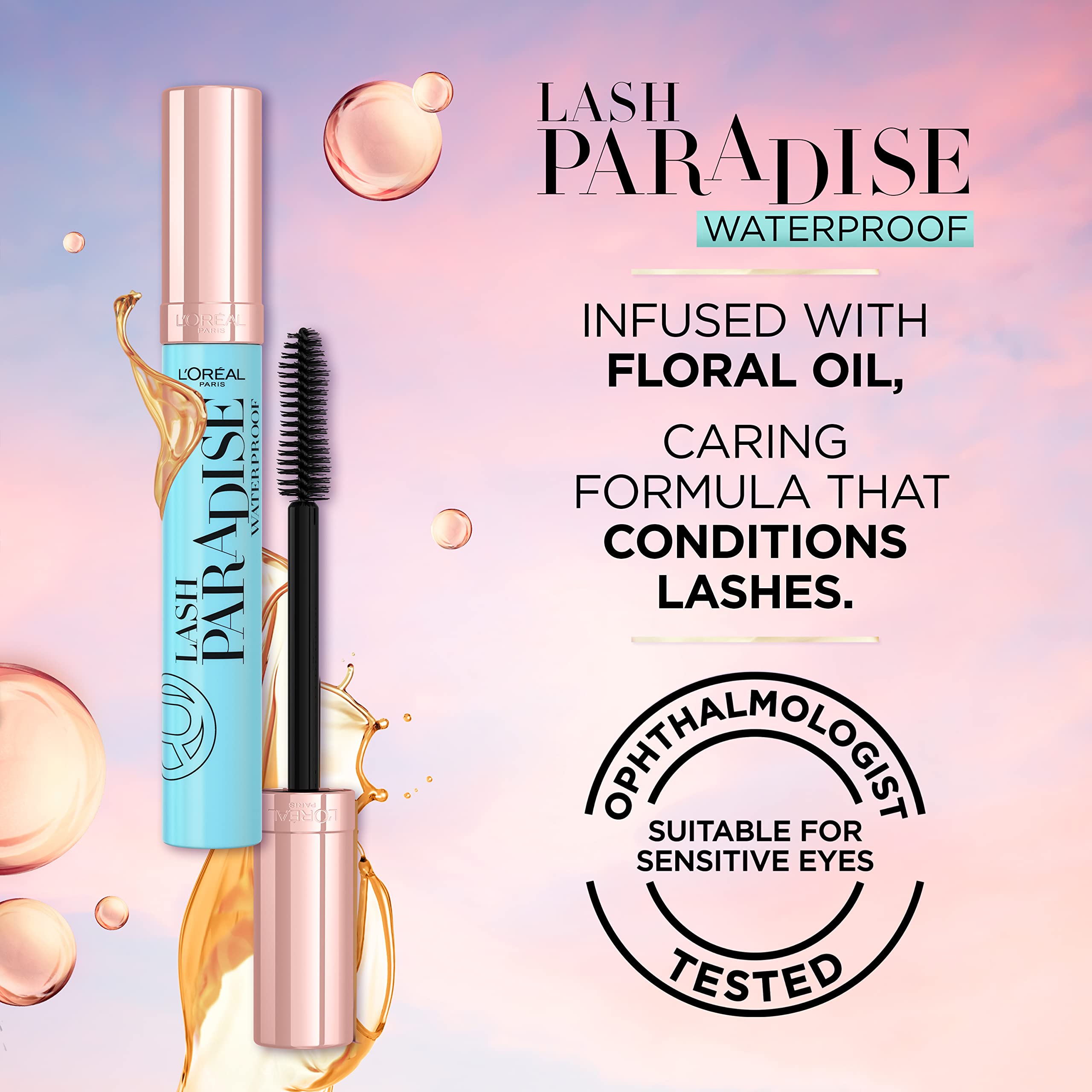 L'Oreal Paris Volumising Mascara, Waterproof, Enriched Caring Formula, Smudge-Proof Wear, Lash Paradise, Colour: Black, 7.6 ml – view 5