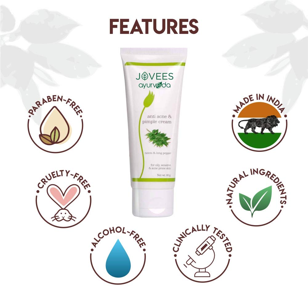 Jovees Ayurveda Neem & Long Pepper Anti Acne and Pimple Cream, 60 gms – view 3