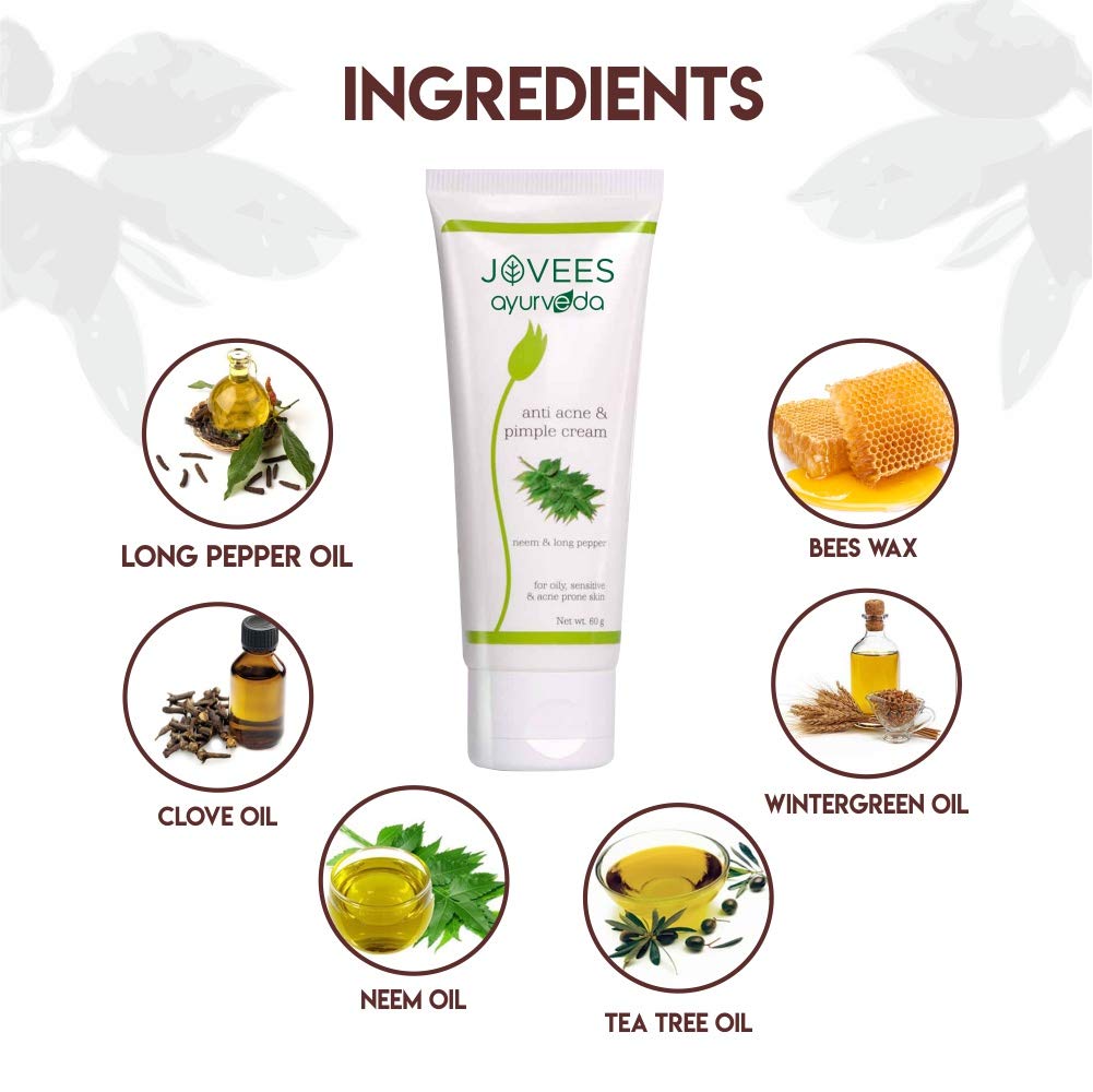 Jovees Ayurveda Neem & Long Pepper Anti Acne and Pimple Cream, 60 gms – view 4