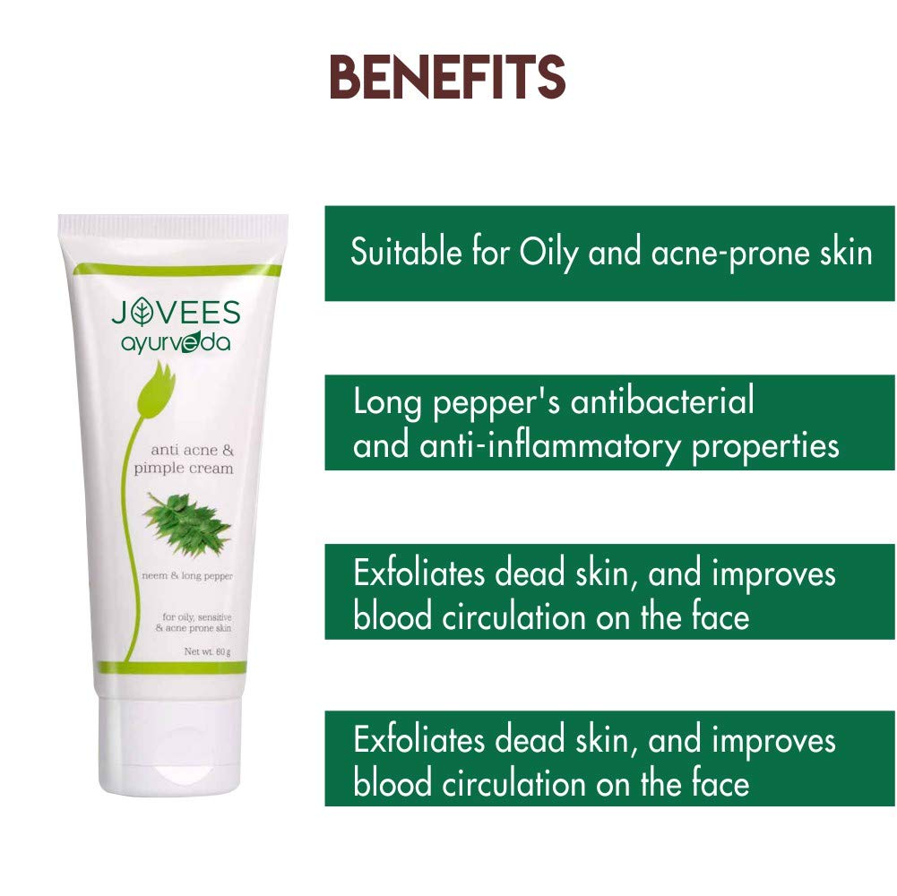 Jovees Ayurveda Neem & Long Pepper Anti Acne and Pimple Cream, 60 gms – view 5