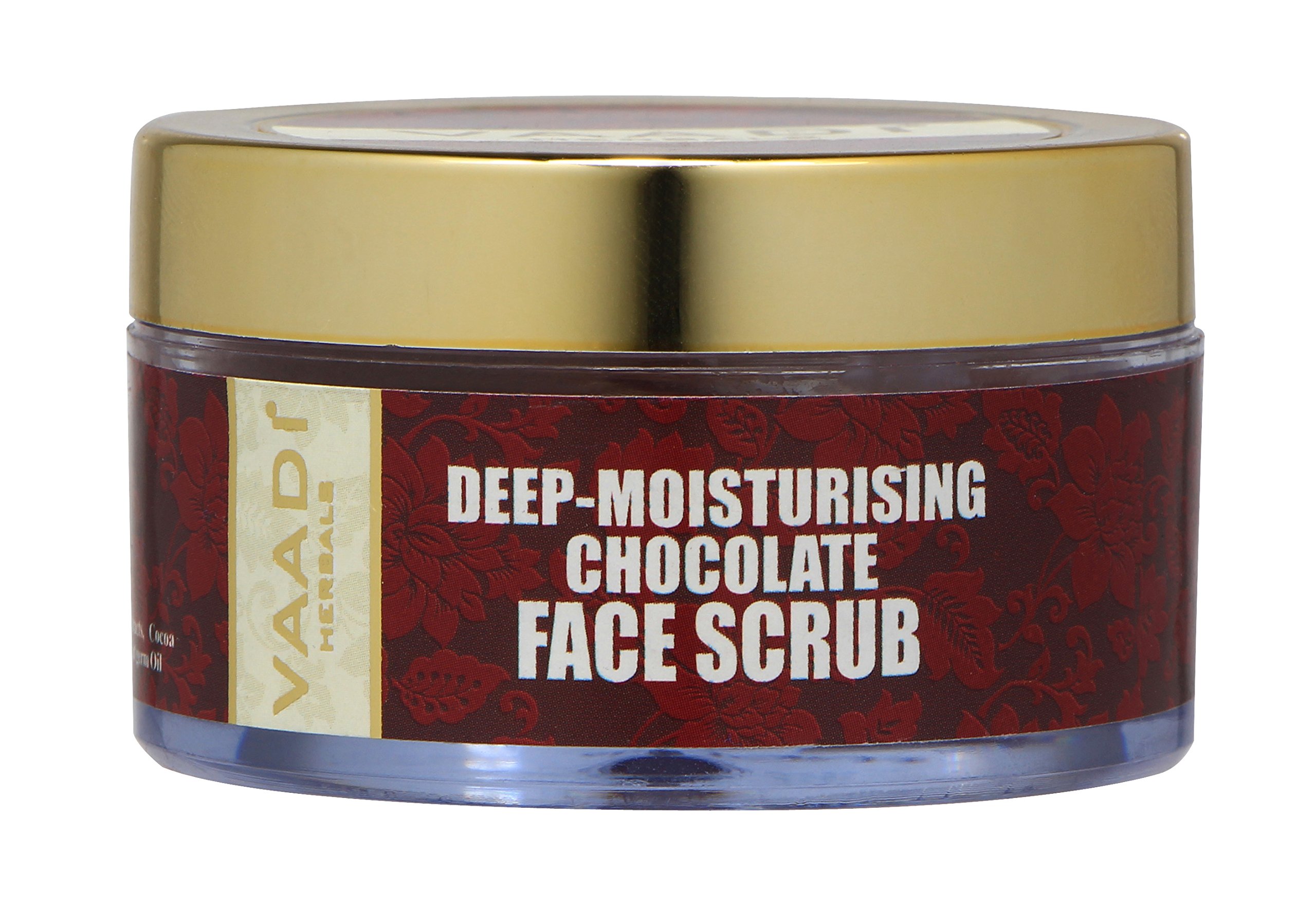 Vaadi Herbals chocolate face scrub jar for facial exfoliating care