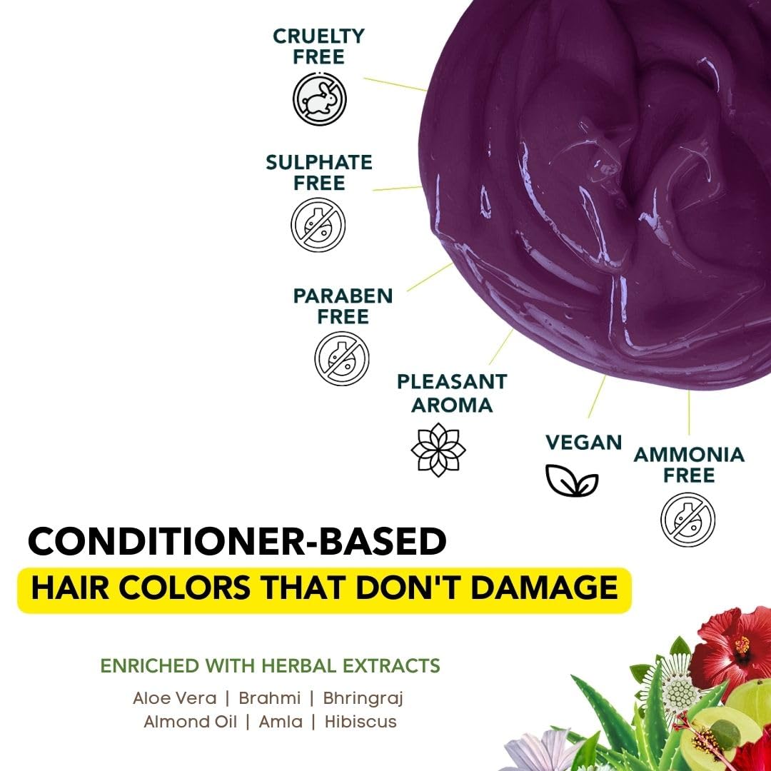 Paradyes Semi-permanent Bekaraar Burgundy DIY Conditioner Based Hair Colour 120 gm and Lighten Up! Bleach Pack 30 Vol. for all Hair Types – view 6