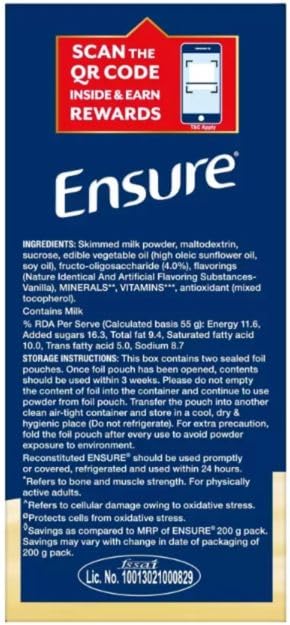 Ensure No 1 Nutritional Supplement Drink in the world, 32 nutrients High Protein,Calcium,Vit D, Vanilla 950g/1kg, Wt may vary, Powder, 1 count, 35 servings – view 4
