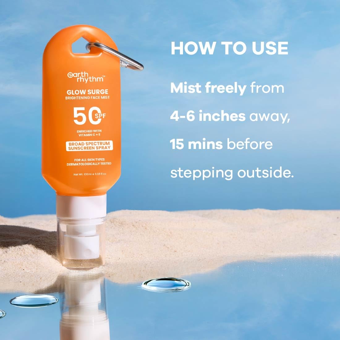 Earth Rhythm Glow Surge Vitamin C & E Brightening Sunscreen Spray SPF 50, No Parabens & No Oxybenzone – view 7
