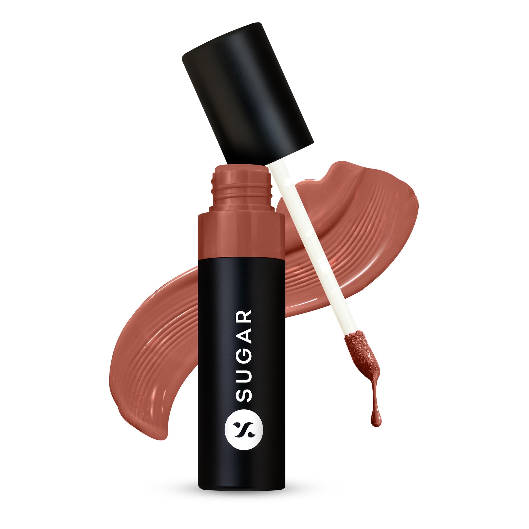 SUGAR glossy liquid lipstick tube shade 01 Cinnamon Champagne