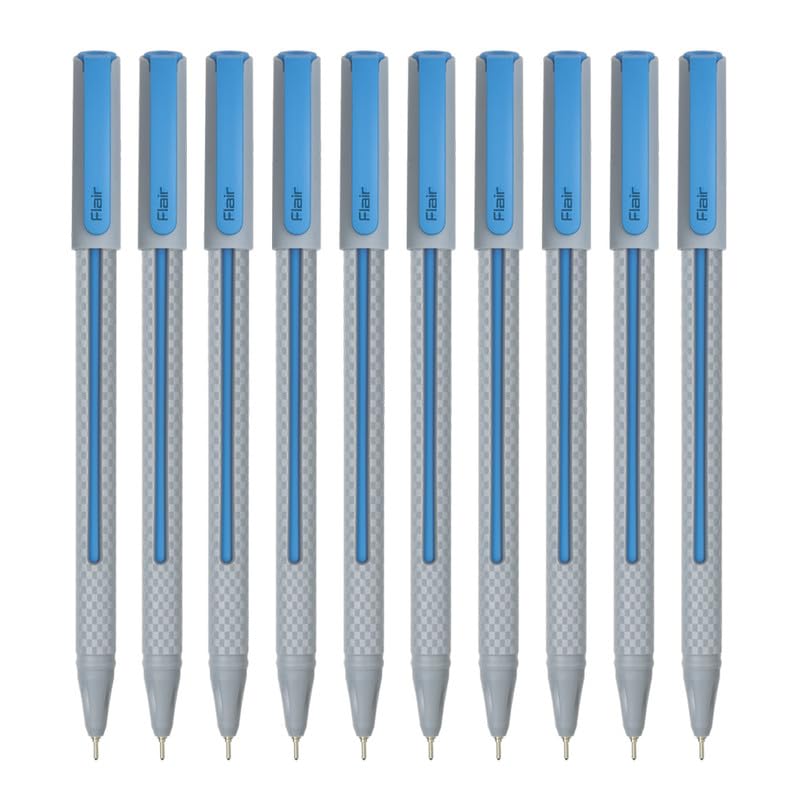 Blue FLAIR Yolo ball pens in wallet pack, set of ten