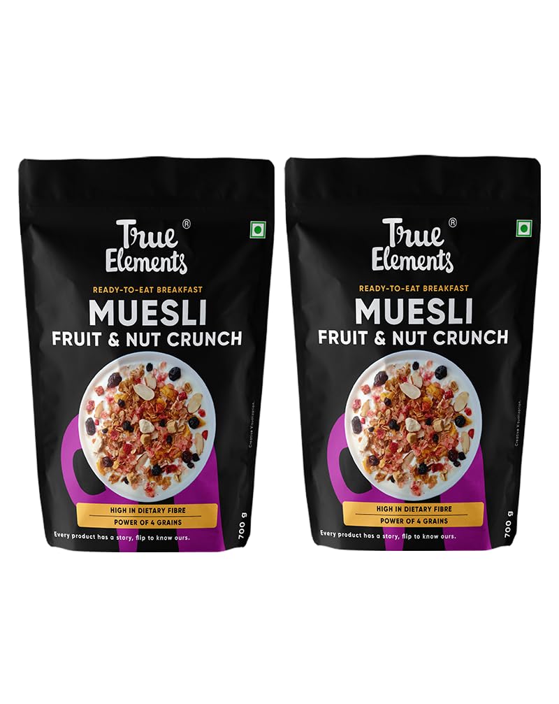 Pack of True Elements fruit and nut crunch muesli bags