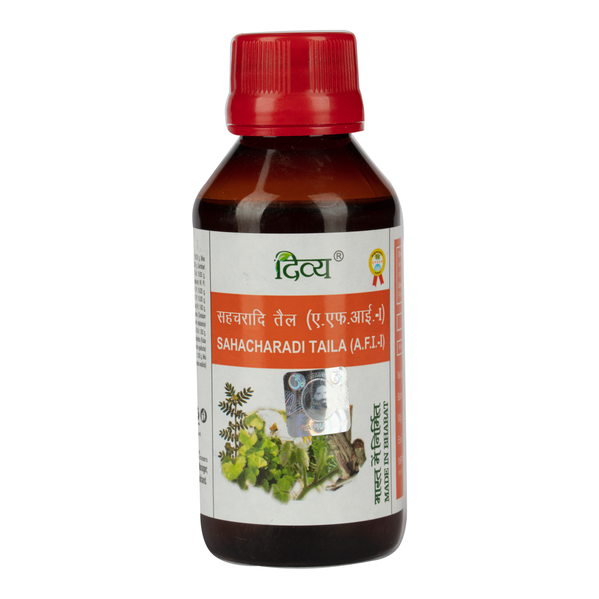 Front pack of Patanjali Divya Sahacharadi Taila 100 ml oil