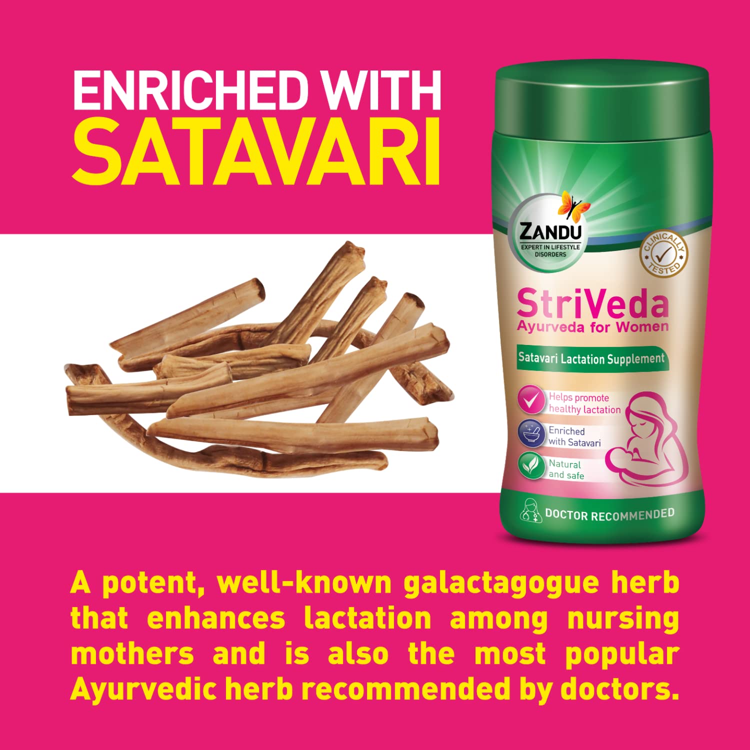 Zandu StriVeda Satavari Lactation Supplement for Increasing Breast Milk Supply, 210 g, Doctor Recommended, Natural and Safe – view 2