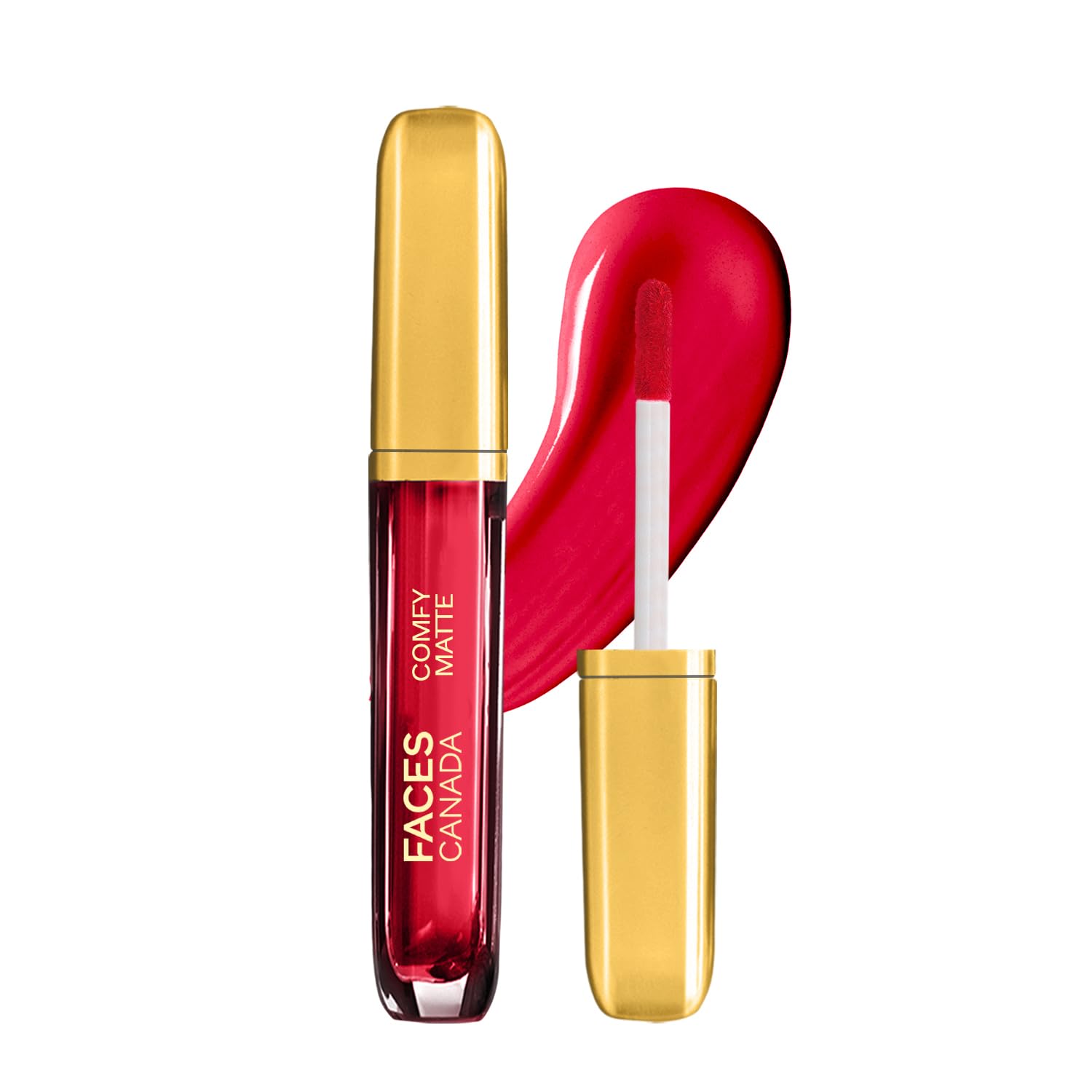 Red FACES CANADA Comfy Matte Liquid Lipstick shade Getting Ready 02