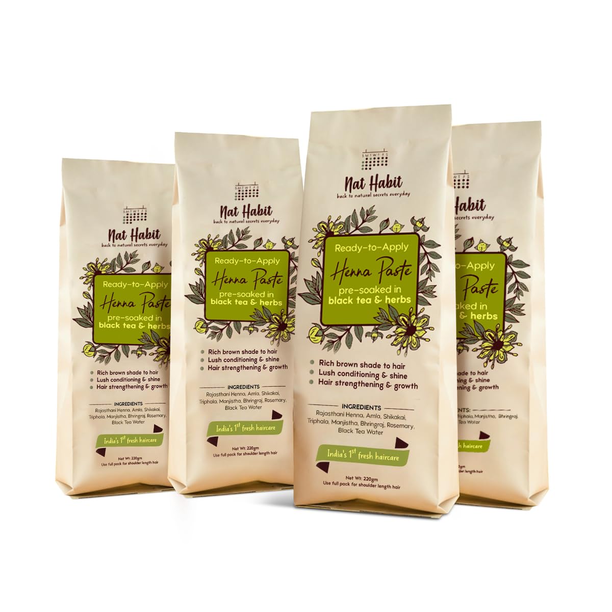 Ready-to-apply Rajasthani henna paste pack with black tea and herbs