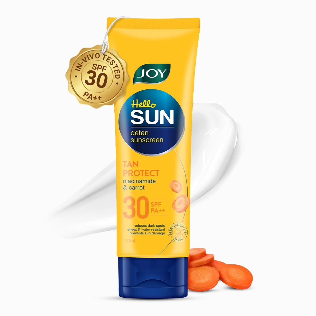 Joy broad spectrum SPF 30 sunscreen tube for face and body