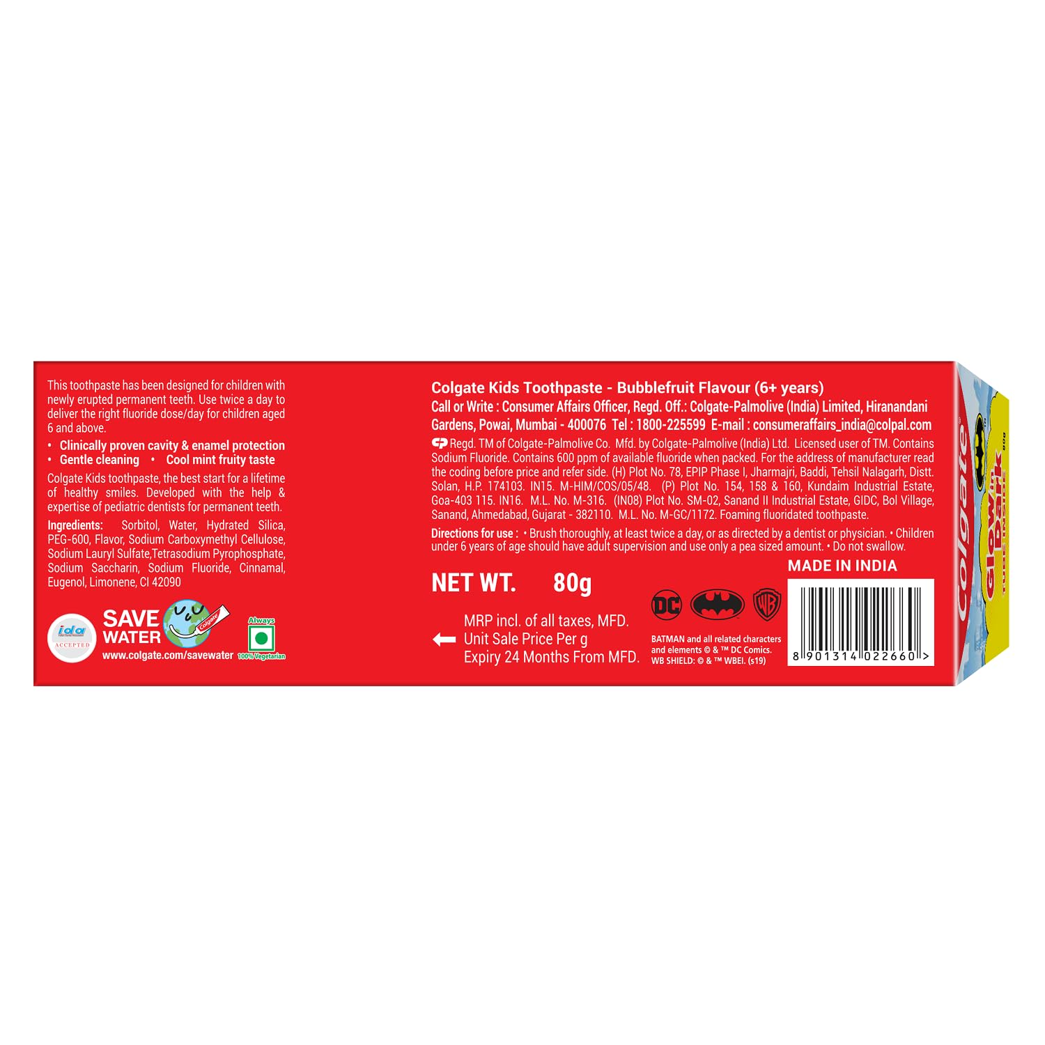 Colgate Batman Anticavity Toothpaste For Kids - 80g (Bubble Fruit Flavour) – view 7