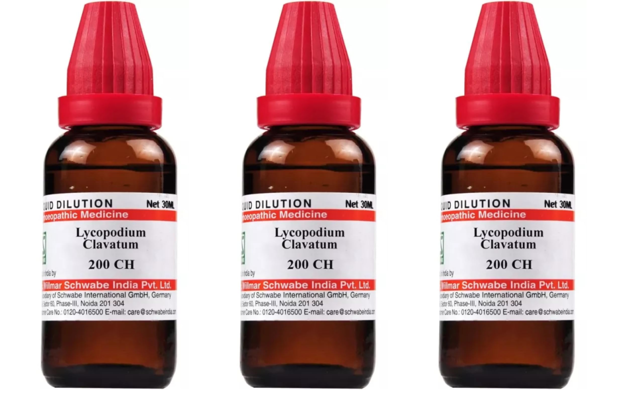 Three 30 ml bottles of Lycopodium Clavatum 200 CH drops