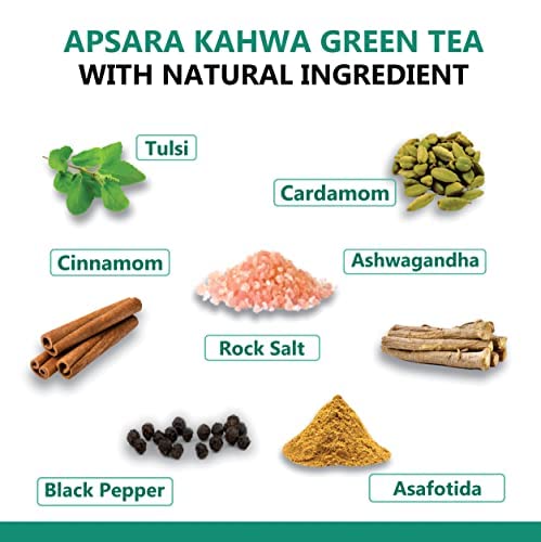 APSARA Detoxifying Kahwa Green Tea - 10 Tea Bags, Spiced Kashmiri Detoxifying Kahwa Green Tea, Natural Body Cleanse & Immunity Booster, Blended with Rock Salt, Tulsi, Cardamom, Cinnamon, Black Pepper, Ashwagandha Tea – view 6