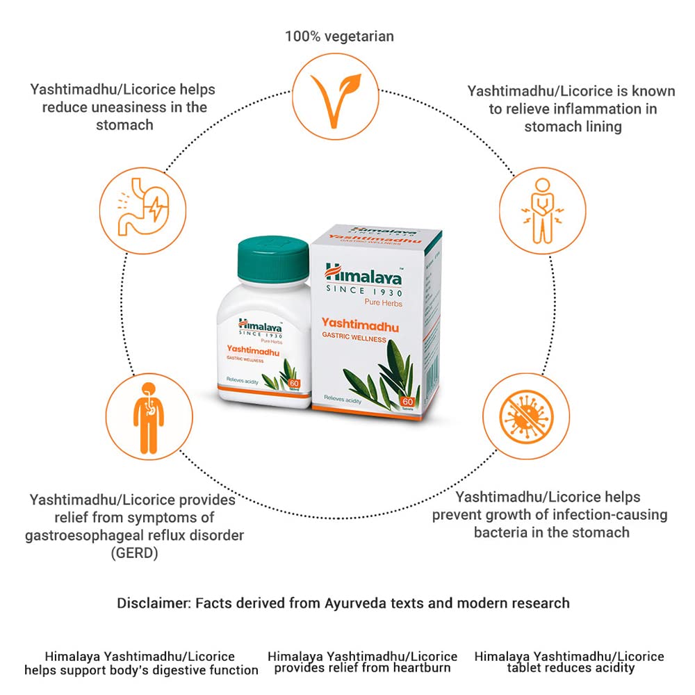 Himalaya Wellness Pure Herbs Yashtimadhu Gastric Wellness - Pack of 60 Tablet – view 3