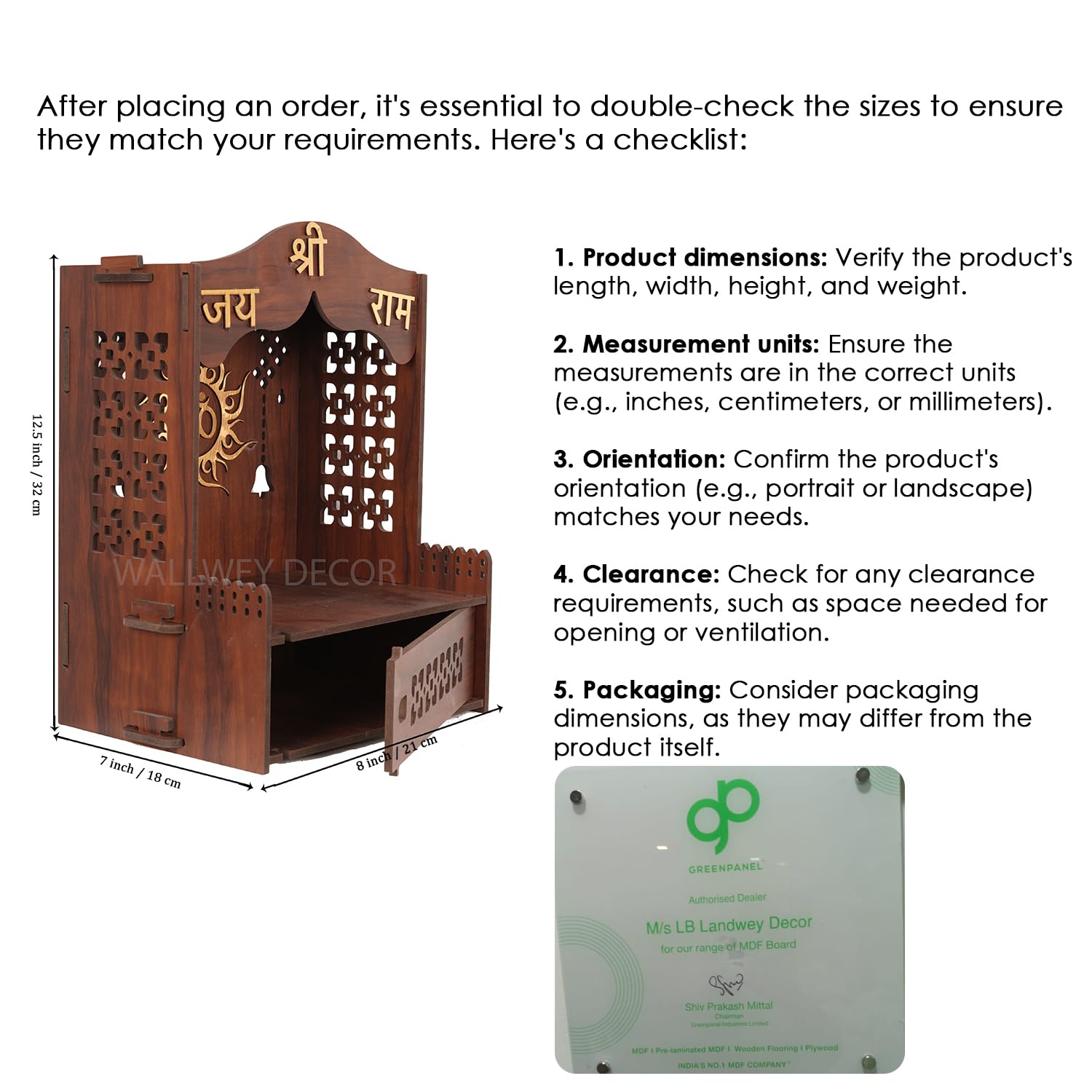 HOMEWEY DECOR Wooden Wall Mounted Pooja Mandir for Home & Office – view 5
