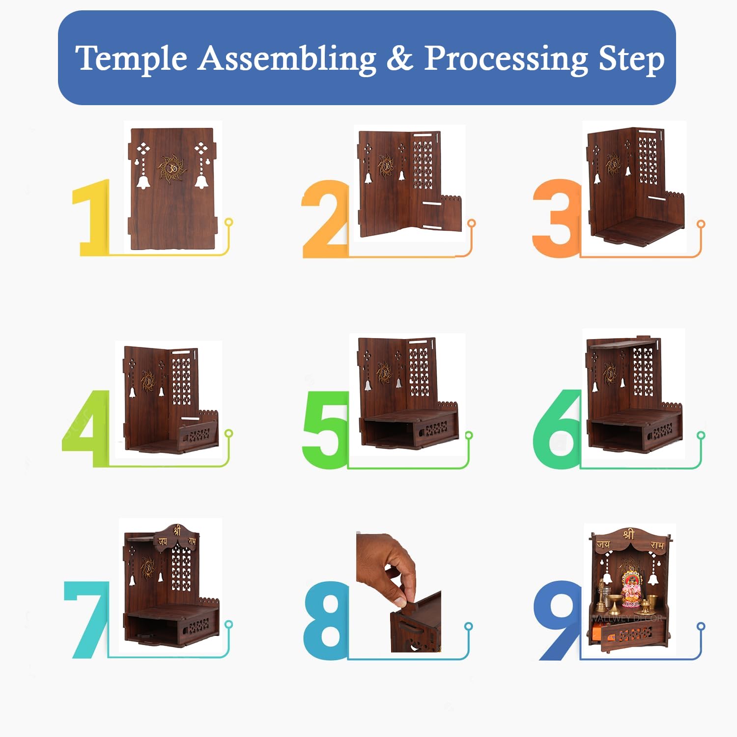HOMEWEY DECOR Wooden Wall Mounted Pooja Mandir for Home & Office – view 6