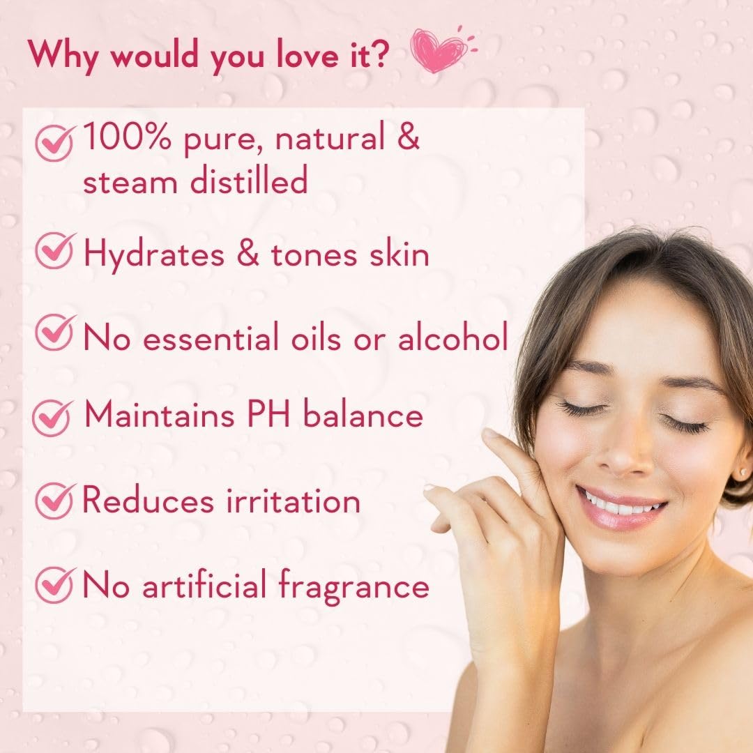 WishCare 100% Pure & Natural Rose Water For Face, Skin & Hair - Rose Water Toner for Glowing Skin - Free from Paraben & Alcohol 200ml – view 2