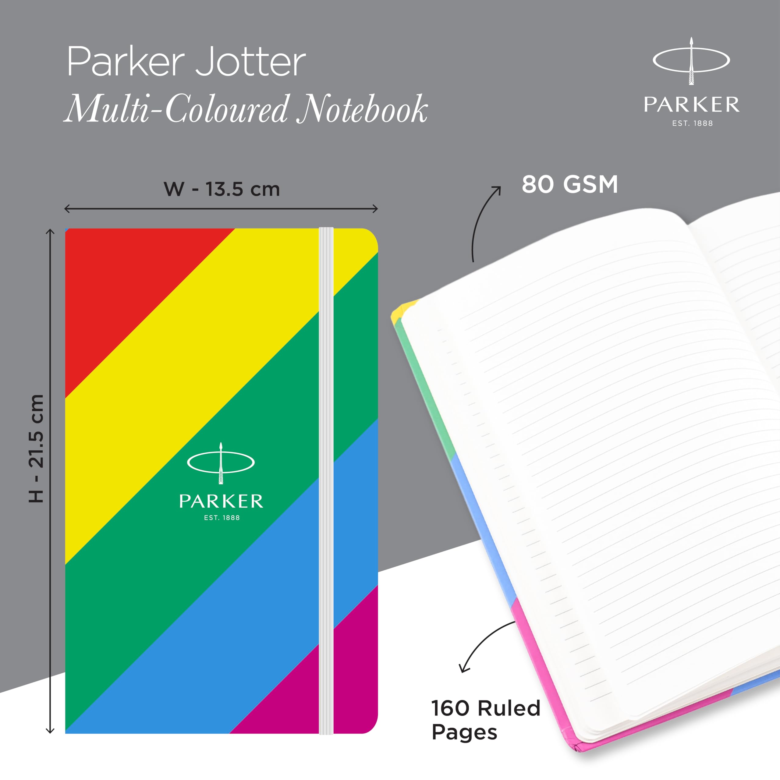 Parker Jotter Standard Chrome Trim Ball Pen and Notebook, Yellow Body, Blue Ink, Fine Point - Ideal Gift Set for Professionals and Students – view 3